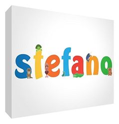 Little Helper Panel Decorativo Bebé/Bautizo Idea de Regalo, Diseño de Dibujo Personalizada con Nombre Para Adolescente Stefano 10.5 x 14.8 x 2 cm multicolor