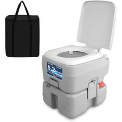 SereneLife Draagbaar Toilet, Kampeertoilet, Toilet voor Onderweg, 20L Draagbaar Campingtoilet met Draagtas Voor Volwassenen, Lekvrij, met Afneembare Afvaltank en Niveaumeter