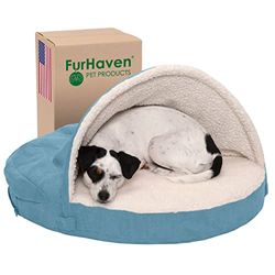 furhaven Redondo Snuggery bostezando Mascota Cama