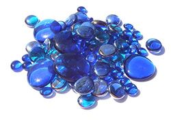 mesbilles - 250 GR Mélange Bleu-Nuit Transparence Billes Plates - Galet en Verre 30 mm 20 mm 10 mm Cailloux en Verre décoratifs