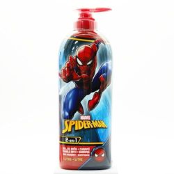Spiderman 2-in-1 Kids Bubble Bath & Shampoo with Pump Dispenser – Gentle, Paraben-Free Hair & Body Wash with Vitamin E & A, pH Balanced for Sensitive Skin - Lightly Scented, for Children Aged 6+, 1L