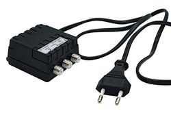 AL200/2 - Fonte de alimentação para amplificador de antena de TV, fonte de alimentação de 2 saídas, fonte de alimentação de 12 volts e 200 mA, conector EFFE, desenhado na Itália, fabricado em