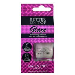Nails Inc Better On Top, Get Glazed, Glossy, Shimmery, Top Coat, No Chip, Long Lasting, Quick Dry, Air Dry, Professional Manicures & Pedicures, Fingernails & Toenails, Vegan Nail Polish, 14 ML