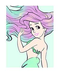Disney muurschildering van Komar | Ariel Aquarel | kinderkamer, babykamer, decoratie, kunstdruk | grootte 40x50cm (breedte x hoogte) | zonder lijst | WB009-40x50