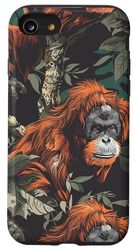 iPhone SE (2020) / 7 / 8 Orangutans Love Pattern Beautiful Orangutan Case