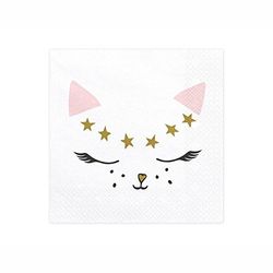 Party Deco Lot de 20 Serviettes en Papier imprimées Chaton, Carton