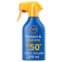 NIVEA SUN Maxi Spray Solare Protect & Hydrate SPF 50+ in flacone spray da 270 ml, Crema solare che idrata per 48h, Crema solare con formula biodegradabile