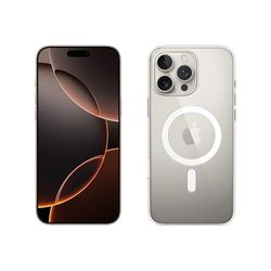Apple iPhone 16 Pro Max (1 TB) - Naturel titanium + Doorzichtig hoesje met MagSafe