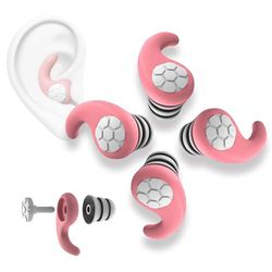 KKNE Tapones para Dormir –[2 Pares-Rosa] Orejeras de Silicona Reutilizables, Anti Ronquidos, Ideales para Aprendizaje, Motocicleta, y Trabajo