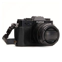 MegaGear MG578 Estojo Ever Ready, capa de couro, de breve uso, com correia para Fujifilm X-T30, X-T20, X-T10 (16-50 mm, 18-55 mm Lenses), castanho claro