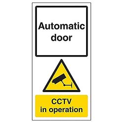 V Safety Automatic Door - CCTV In Operation - 150mm x 300mm - Self Adhesive Vinyl