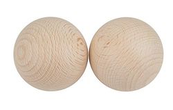 Rayher Embalagem de 2 bolas de madeira para artesanato e decoração, sem perfuração, 50 mm ø, 6252800