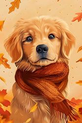 Autumn Paws Notebook: Cozy Fall-Themed Journal with Golden Retriever and Falling Leaves, 130 College-Ruled Pages for Writing, Journaling, and Everyday Notes