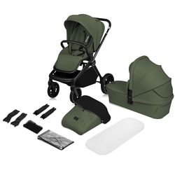 LIONELO MIKA PLUS 2 en 1 Cochecito de bebé 0-48 meses hasta 22 kg Capazo hasta 9 kg, Ajuste de Respaldo y Reposapiés, Suspensión, AiryDots, Ruedas de PU giratorias 360° Capota XXL (Green)