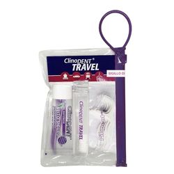 Kit de voyage Clinodent - Hygiène bucco-dentaire de poche - Brosse à dents pliable, gel dentifrice sans danger pour l'haleine, fourchettes interdentaires