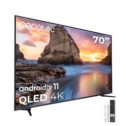 Cecotec TV QLED 70” Smart TV V1+ Series VQU11070+. 4K UHD, Android 11, Sin Marco, Dolby Vision y Atmos, HDR10, Wide Color Gamut 96%, 2 Altoparlanti 12W y Subwoofer 12W, 2 Controlli, 2023