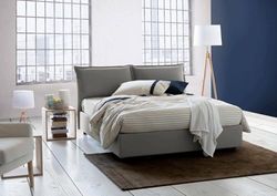 Talamo Italia - Letto alla francese Agnese, Letto contenitore in tessuto, Apertura frontale, Adatto per materasso Cm 140x190, 100% Made in Italy, Bianco