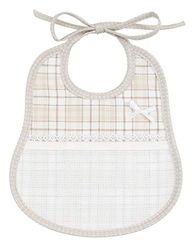 Filet - Beige slabbetje voor baby's met ruitpatroon | Gemaakt van piqué katoen | Made in Italy | Afmetingen: 24 x 20 cm