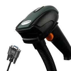 HDWR HD29A-RS232 Lecteur de Codes-Barres, Câble RS232, Design Ergonomique, Lecture Rapide des Codes, Socle Inclus, Lecture Automatique, Protection IP54, Touches de Fonction, Préfixe et Suffixe