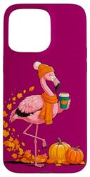 Automne Flamant Rose Pumpkin Spice Ambiance Festivités Coque pour iPhone 15 Pro Max