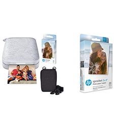 HP Sprocket Stampante Fotografica istantanea Portatile 2x3 Pollici (Bianca) Zink Pacchetto di Carta & Sprocket Carta Fotografica Adesiva Zink Premium 5X7.6 Cm Compatibile Comle Stampanti Fotografiche