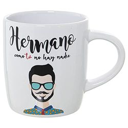 DRW Lot de 6 Mugs Céramique Frère Multicolore ø8 x 12 x 9,5 cm-375 ml