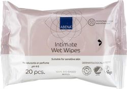 Abena Biodegradable Intimate Wipes | Pack of 20 Body Wipes | Intimate Wipes for Women and Men | Compostable Antibacterial Body Wipes | Fragrance Free | Dermatologically Tested
