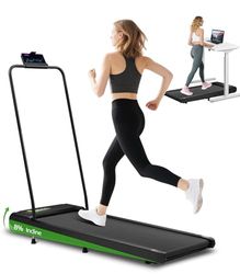 Cozary Cinta de Correr Plegable, 4 en 1 Cinta de Caminar con 8% de Inclinación y Asa, 2.5HP para Debajo del Escritorio, Velocidad de 2-8KM/H con Pantalla LED, Control Remoto y App