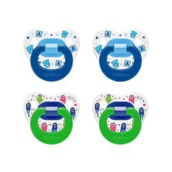 Wee Baby (Pack de 4) Tétine pour bébé | Tétine de dentition durable et attrayante avec tétine orthodontique en silicone pour des dents saines | Tétine pour nouveau-né avec trous d’aération