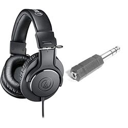 Audio-Technica M20x Professional Studio Headphones for studio recording, creators, podasts and everyday listening & Hosa Adaptor 3.5 MM TRS to 1/4 in TRS