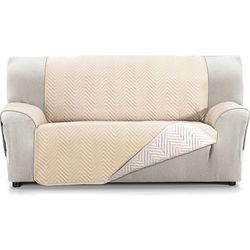ECOMMERC3 | Copridivano extra morbido per divano 4 posti XL - Copridivano regolabile con imbottitura, colore: Beige/lino - Copridivano reversibile