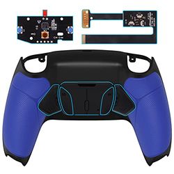 eXtremeRate Blue Rubberized Grip Programable RISE4 Remap Kit for ps5 Controller BDM 010 BDM 020, Upgrade Board & Redesigned Back Shell & 4 Back Buttons for ps5 Controller