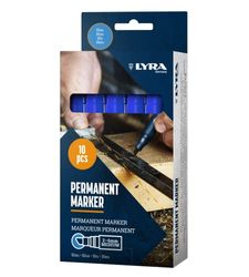 LYRA L4010051, LYRA permanent marker blauw 2-6mm, voor professionele markeringen op gladde en ruwe oppervlakken, 10 stuks