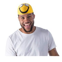 Dress Up America Yellow Smiling Face Hat For Adults - Happy Face Hats