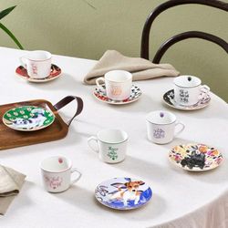 KARACA Perro Coffee Cup Set for 6 People, 80 ml - 12-Piece Porcelain Coffee Set, Cups and Saucers