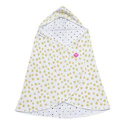 Dziecięcy ręcznik kąpielowy Öko-Tex Standard 100 z bawełny muślinowej ręcznik z kapturem 65 x 130 cm - Kleckse żółty