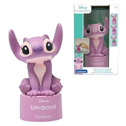 LEXIBOOK, Disney Stitch, Luz Nocturna Angel con Altavoz, Cambio de Color, Luz Suave, Funciona con Pilas, Rosa, NS01D1