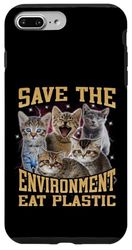 Save The Environment Eat Plastic Funny Hard Cat Meme Bootleg Case for iPhone 7 Plus/8 Plus