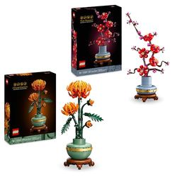 LEGO Bundle Fiori Stagionali - Set di Costruzioni di Fiori per Adulti con Crisantemo (10368) e Prugno Giapponese (10369) - Installazione di Piante Artificiali - Regalo di San Valentino Donna e Uomo