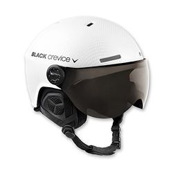 Black Crevice Arlberg Skihelm met vizier in pilotenstijl, skihelm voor heren en dames, ademende skihelm, inclusief reservevizier, in grootte verstelbaar