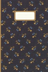 Vintage Blue Flower Lined Paper Notebook: Ruled Journal for School, College, Work, Kids and Women 6"x9"