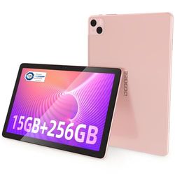DOOGEE T10 Pro Tablet 10,1 cala FHD+ z 15GB RAM + 256GB ROM (rozszerzalny 1TB), 8580mAh, Octa-Core Android 12 Tablet z podwójnym 4G LTE, WiFi 2,4/5G, TÜV-Certyfikowany, 13MP + 8MP, Różowy