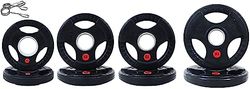 Signature Fitness Olympische 2 inch gietijzeren plaat halterschijf voor krachttraining en gewichtheffen, rubberen coating stijl, 20,4 kg set