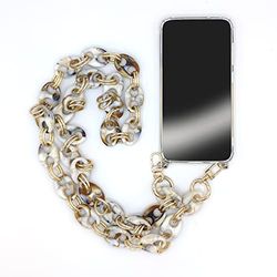 Cokitec Förstärkt härdat glas fodral för Samsung Galaxy S23 Plus nyckelband/axelband marmorringar vit brun