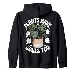 Cute Ghost Plant Kawaii Aesthetic Cottagecore Zip Hoodie
