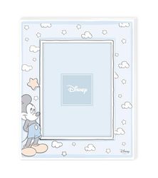 VALENTI & CO. - Disney Mickey Mouse - Marco de madera 13 x 18 cm - Portafotos de mesa con detalles en plata - Idea de regalo para recién nacido o regalo bautizo - Marco de fotos para habitación