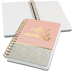 Sigel JN601 Cuaderno de notas espirales premium, 16.8 x 21.5 cm, punteado, tapa dura, motivo puntos, rosa/negro/blanco/dorado, Jolie