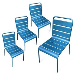 RED DECO Chaises de Jardin métal Montmartre Bleu Canard x4