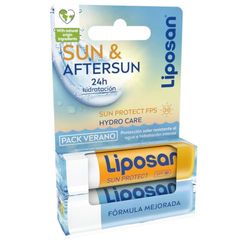 LIPOSAN SUN & Aftersun - Set di balsamo per labbra estivo, con protezione solare FP30, 4,8 g, balsamo per labbra idratante Hydro Care 24 ore di idratazione, 4,8 g.
