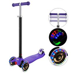 Hikole Kick - Monopattino per bambini a 3 ruote, regolabile in altezza, per bambini e bambine, 3 – 12, luce LED lampeggiante, ruote in PU